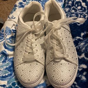 Bedazzled white sneakers size 10